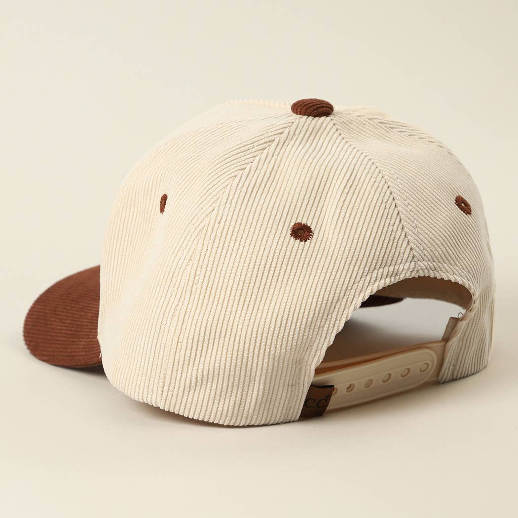 Skull Grim Reaper Patch Corduroy Trucker Cap: BEIGE / One Size