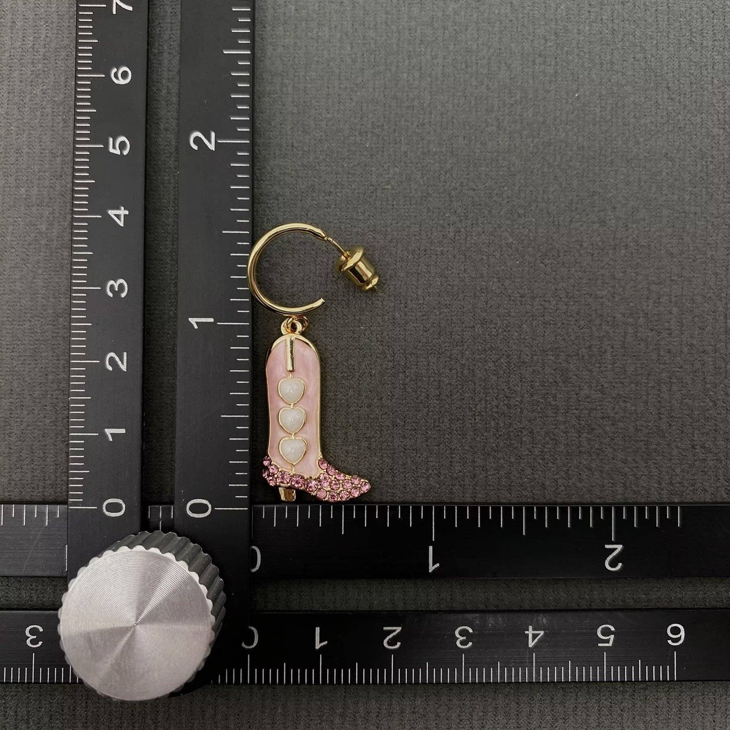 Western Style Enamel Boots Charm Post Earrings - WJ: Heart