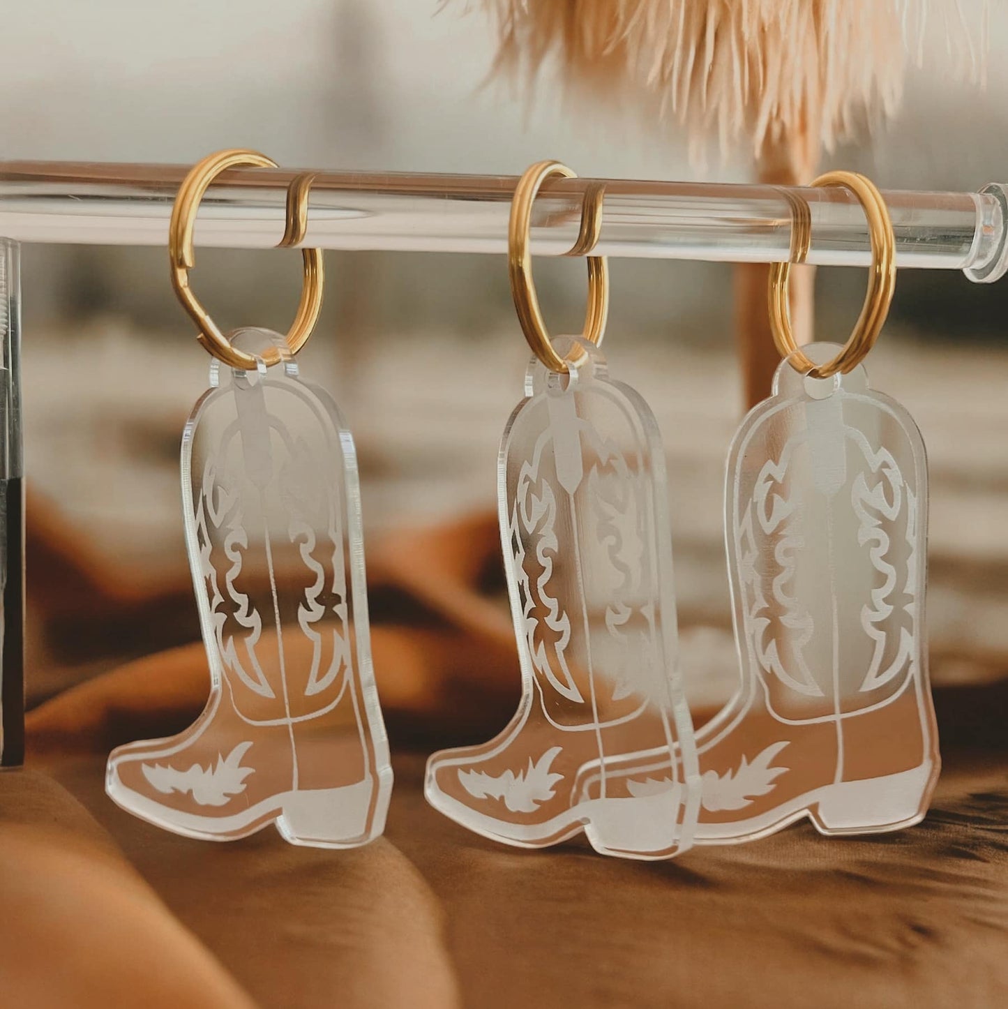Bulk Order of 100 Cowboy Boot Keychains: Gold