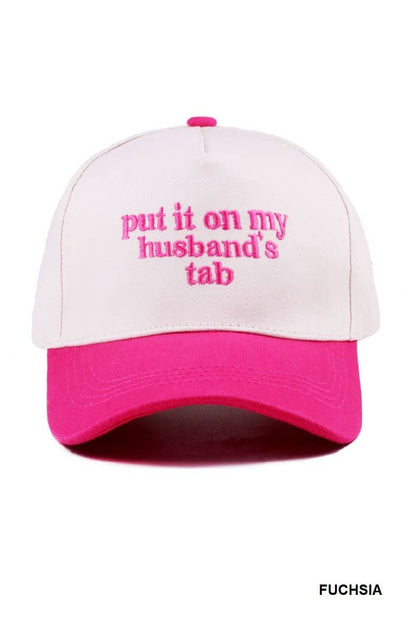 `.Put It On My Husband's Tab Two Tone Canvas Cotton: RED-183860 / OS