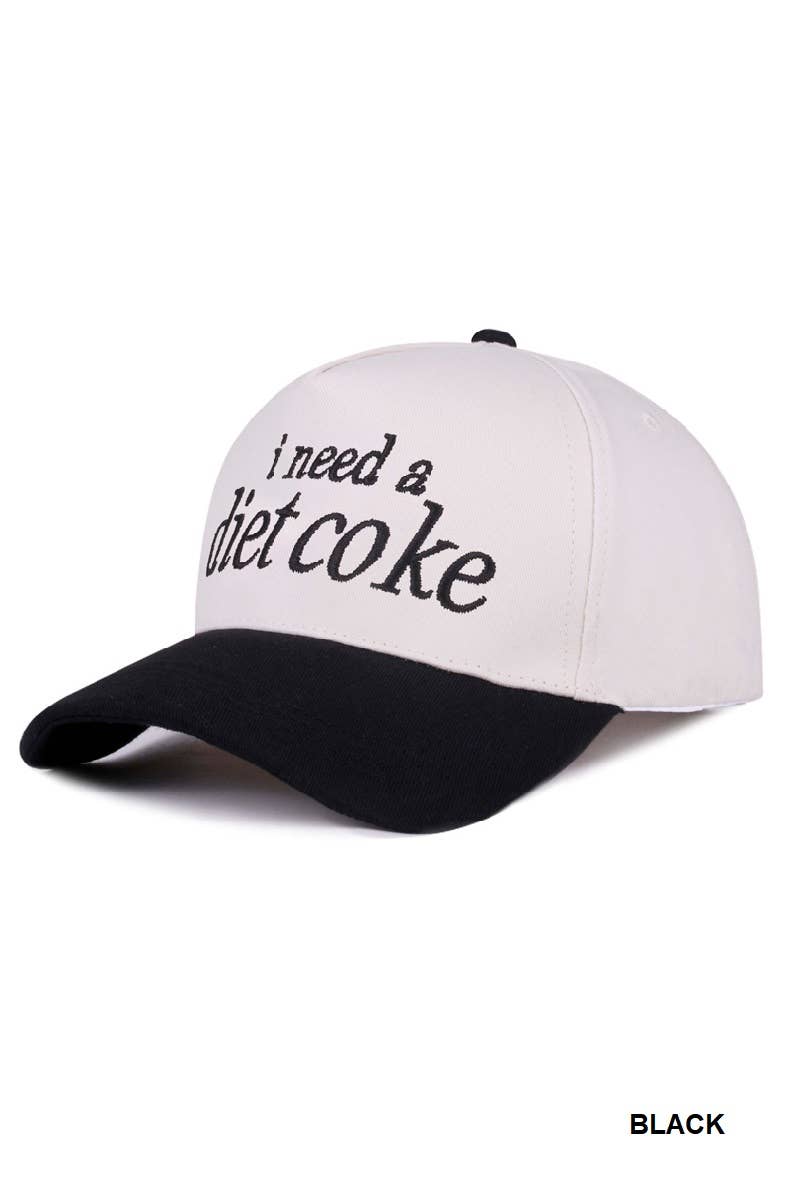 ,,,,,.._ 1015 I Need A Diet Coke Two Tone Canvas Cotton Cap SI-28475: LEOPARDRED-191150 / OS