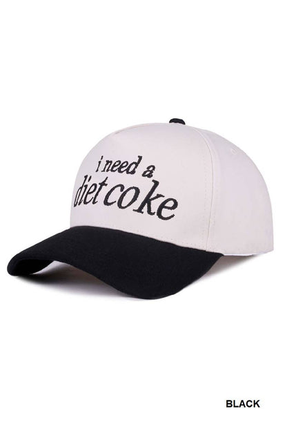 ,,,,,.._ 1015 I Need A Diet Coke Two Tone Canvas Cotton Cap SI-28475: LEOPARDRED-191150 / OS