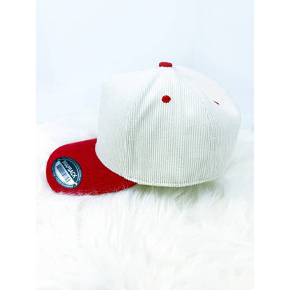 Two Tone Corduroy Snap Back Baseball Cap: BROWN/CREAM / ONE(6)