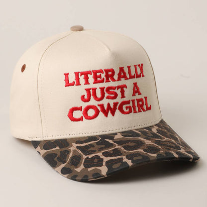 LITERALLY JUST A COWGIRL Leopard Trucker Hat: LEOPARD-RED / One Size