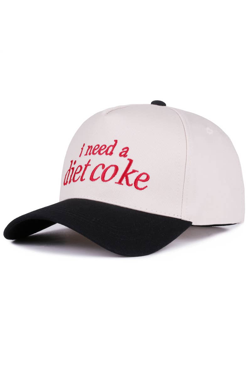,,,,,.._ 1015 I Need A Diet Coke Two Tone Canvas Cotton Cap SI-28475: LEOPARDRED-191150 / OS