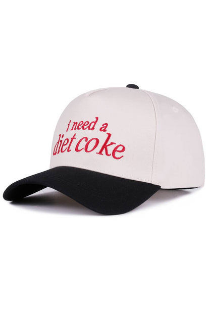,,,,,.._ 1015 I Need A Diet Coke Two Tone Canvas Cotton Cap SI-28475: LEOPARDRED-191150 / OS