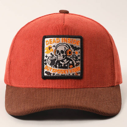 DEAD INSIDE BUT SPOOKY VIBES Two-Tone Corduroy Trucker Hat: BLACK / One Size