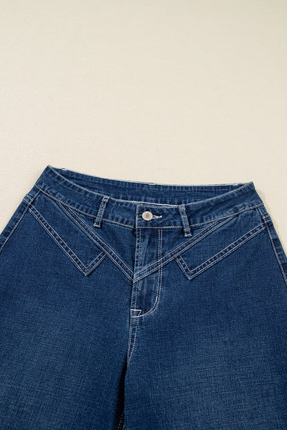 Sail Blue Stitched Waist Detail Cuffed Jeans