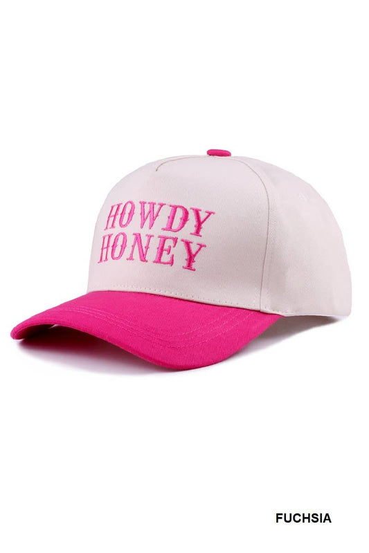 ....0812 Howdy Honey Two Tone Canvas Cotton Cap SI-28119: FUCHSIA-183899 / OS