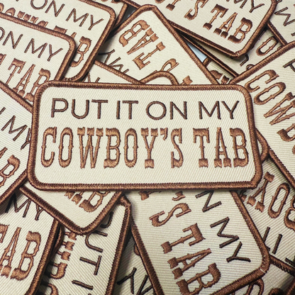 4" Put it on my COWBOYS TAB -  Embroidered Hat Patch: QTY 1