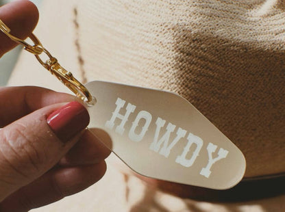 Howdy Keychain Western Keychain Minimalist Jewelry : Gold