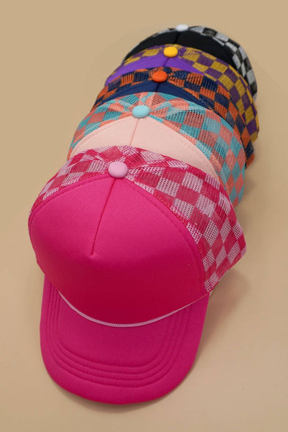 TRUCKER HAT CHECKER FOAM FRONT MESH BACK CAP | 40HW726: White