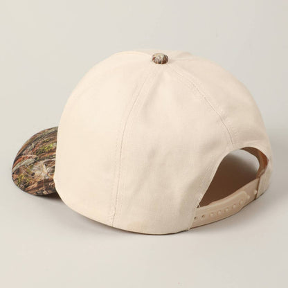 Kiss Me Cowboy Embroidery Two-Tone Cap: CAMO-BLACK / ONE SIZE