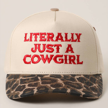 LITERALLY JUST A COWGIRL Leopard Trucker Hat: LEOPARD-RED / One Size