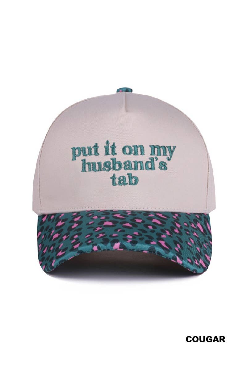 `.Put It On My Husband's Tab Two Tone Canvas Cotton: RED-183860 / OS