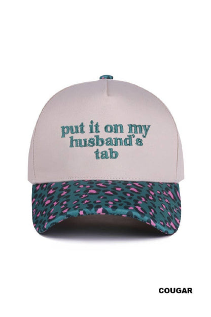 `.Put It On My Husband's Tab Two Tone Canvas Cotton: RED-183860 / OS