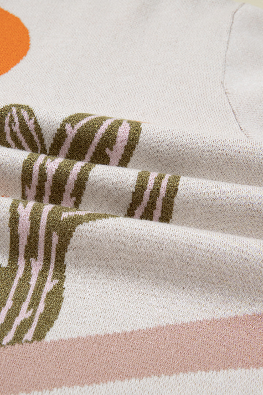 Apricot Cactus Print V Neck Plus Size Button Cardigan