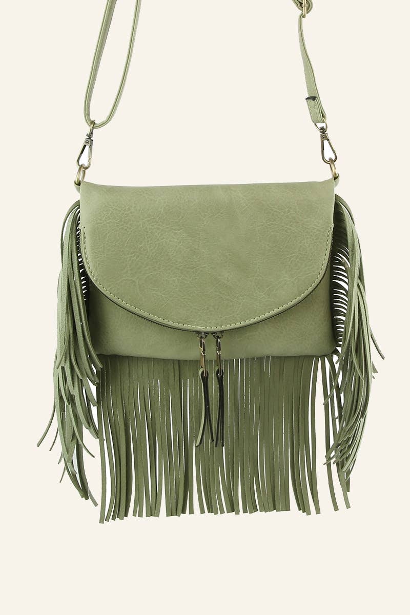 Envelope Flap Fringe Crossbody Bag: MC