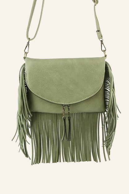 Envelope Flap Fringe Crossbody Bag: MC
