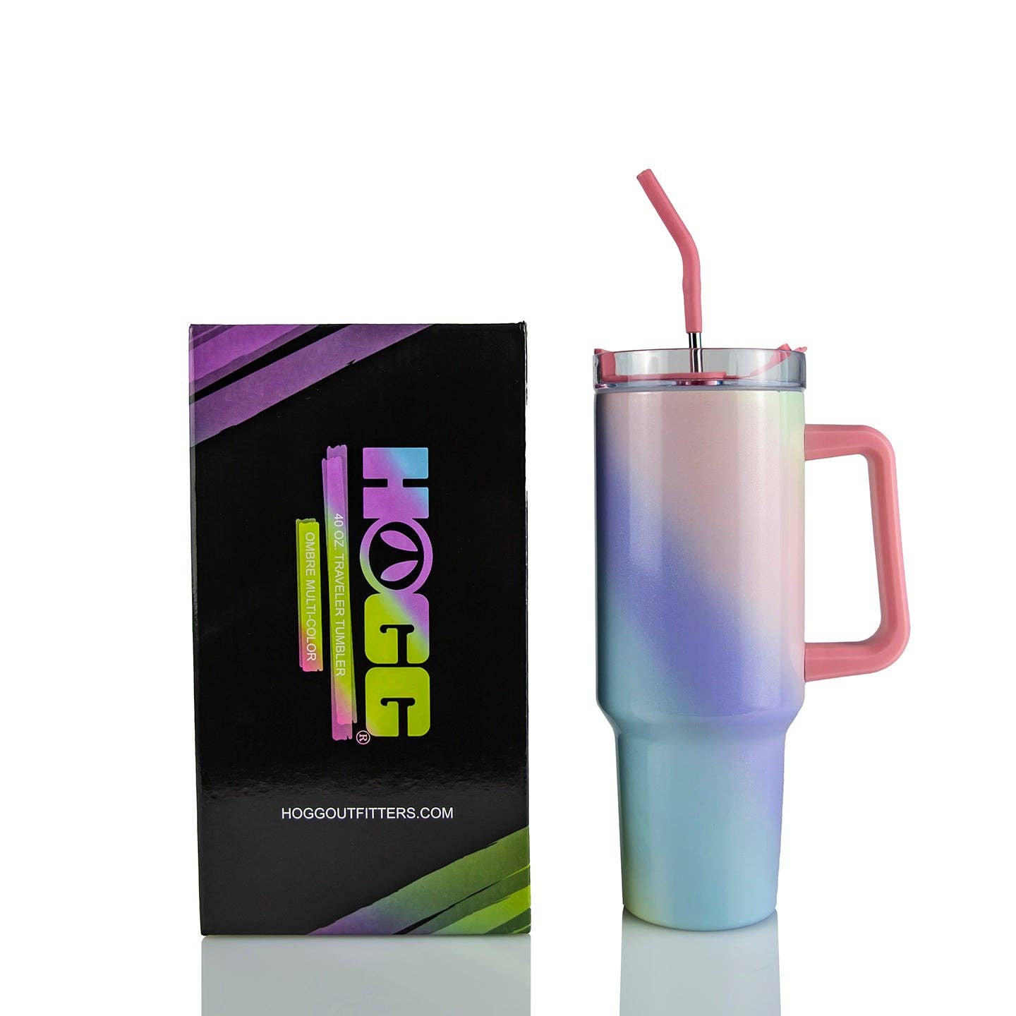40oz SUBLIMATION CLEAR TRAVELER TUMBLER: OMBRE PINK