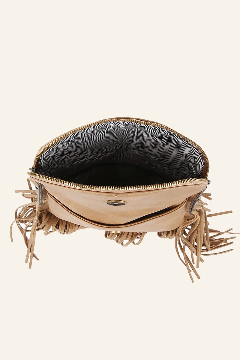 Envelope Flap Fringe Crossbody Bag: MC