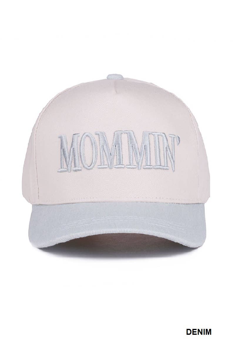 `.0724 Mommin' Two Tone Canvas Cotton Cap SI-28390: DENIM-189440 / OS