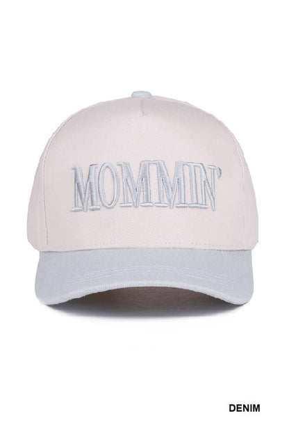 `.0724 Mommin' Two Tone Canvas Cotton Cap SI-28390: DENIM-189440 / OS