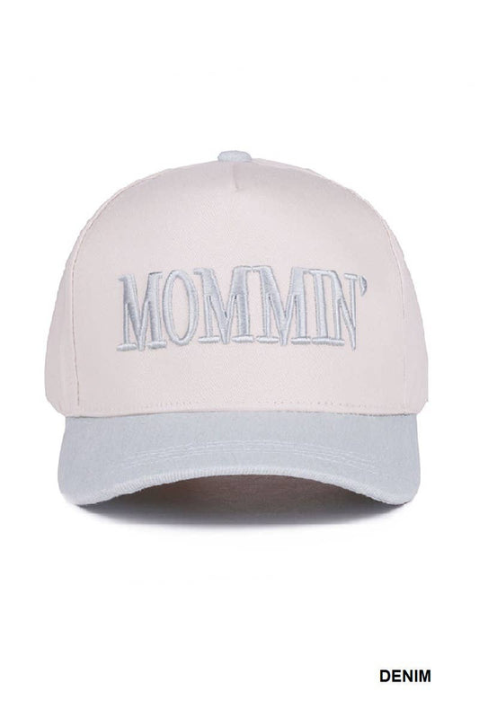 `.0724 Mommin' Two Tone Canvas Cotton Cap SI-28390: DENIM-189440 / OS