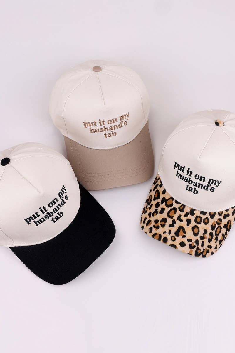 `.Put It On My Husband's Tab Two Tone Canvas Cotton: RED-183860 / OS
