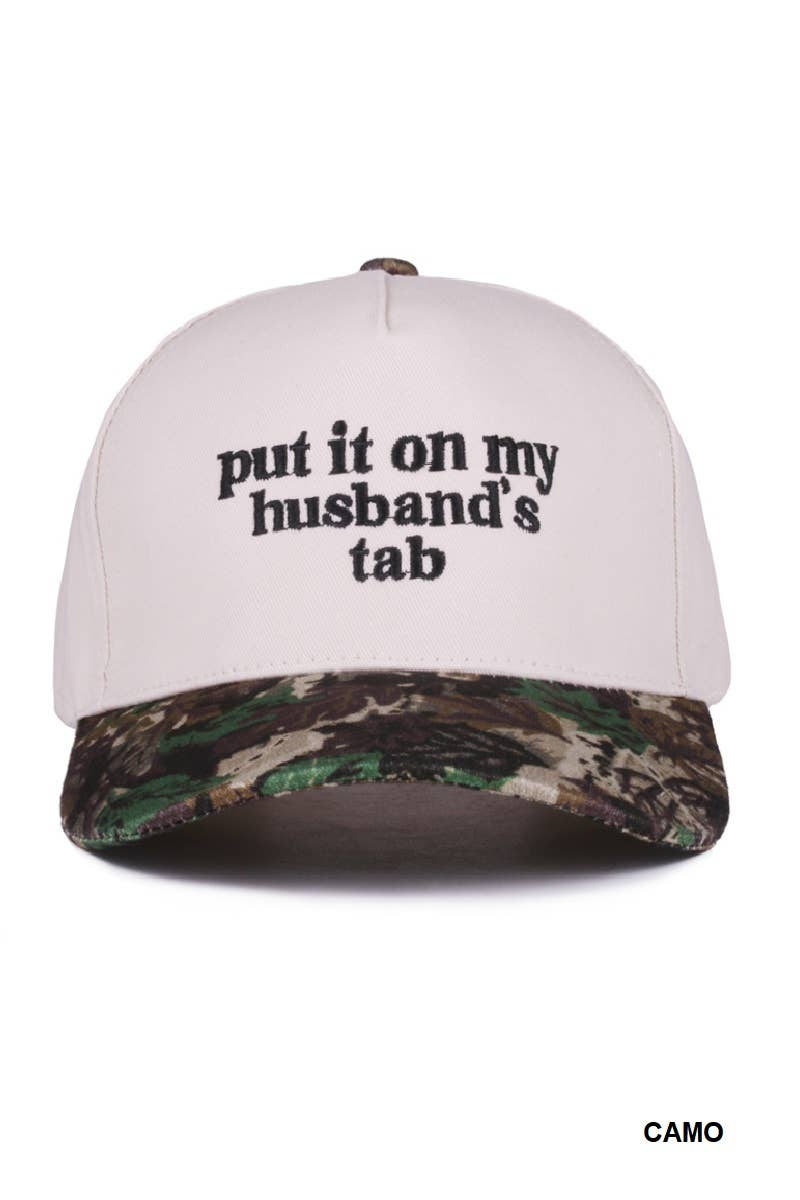 `.Put It On My Husband's Tab Two Tone Canvas Cotton: RED-183860 / OS