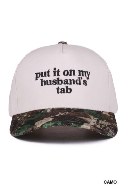 `.Put It On My Husband's Tab Two Tone Canvas Cotton: RED-183860 / OS