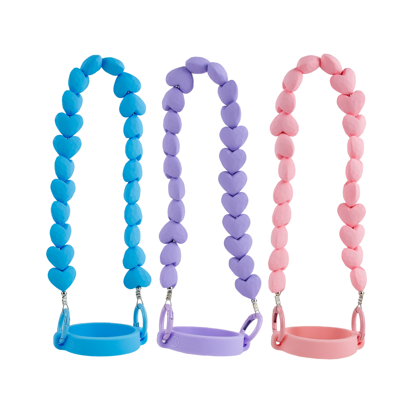 SILICONE PORTABLE ROPE HANDLE - FITS 3oz - 40oz TUMBLERS: Multi Hearts - 3 Pack