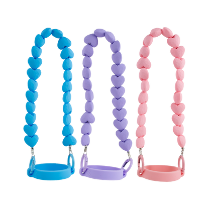 SILICONE PORTABLE ROPE HANDLE - FITS 3oz - 40oz TUMBLERS: Multi Hearts - 3 Pack