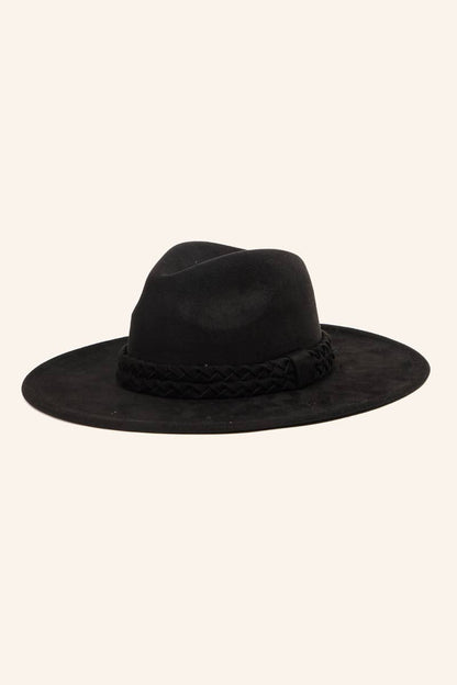 Double Rope Braid Fedora Hat Black
