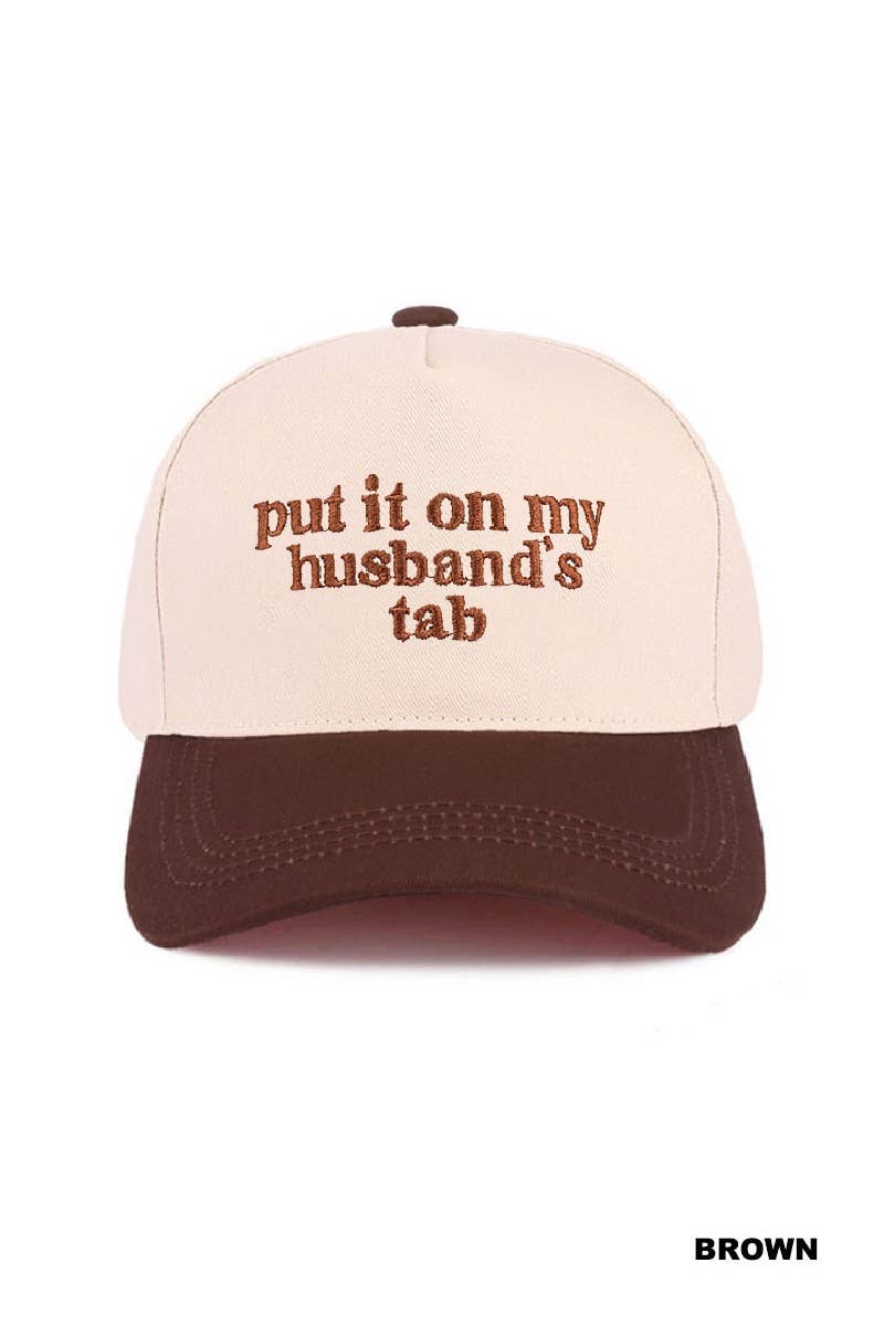 `.Put It On My Husband's Tab Two Tone Canvas Cotton: RED-183860 / OS