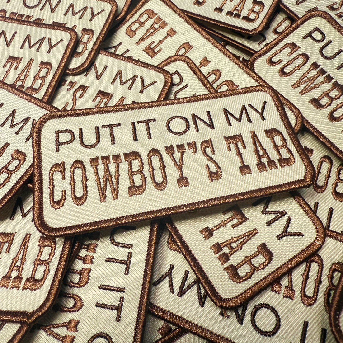 4" Put it on my COWBOYS TAB -  Embroidered Hat Patch: QTY 1