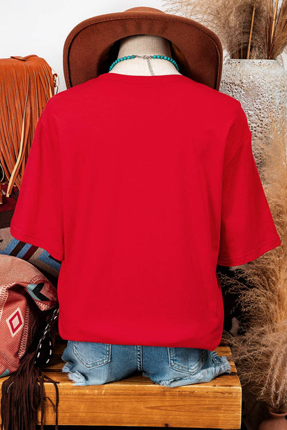 Fashion-W COWBOY Take Me Away Graphic Western Loose Tee: As shown / Missy / XL