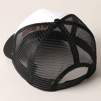 YeeHaw Letter Graphic Embroidered Foam Trucker Hat: BLKWH / ONE SIZE