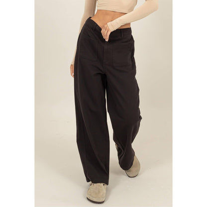 High Waist Wide Leg Pants: BLACK / S-M-L(2-2-2)