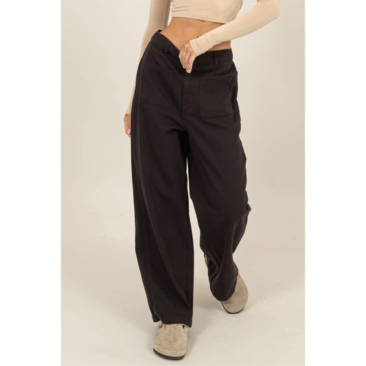 High Waist Wide Leg Pants: BLACK / S-M-L(2-2-2)