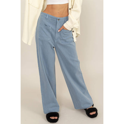 High Waist Wide Leg Pants: CREAM / S-M-L(2-2-2)