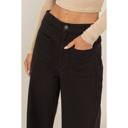 High Waist Wide Leg Pants: CREAM / S-M-L(2-2-2)