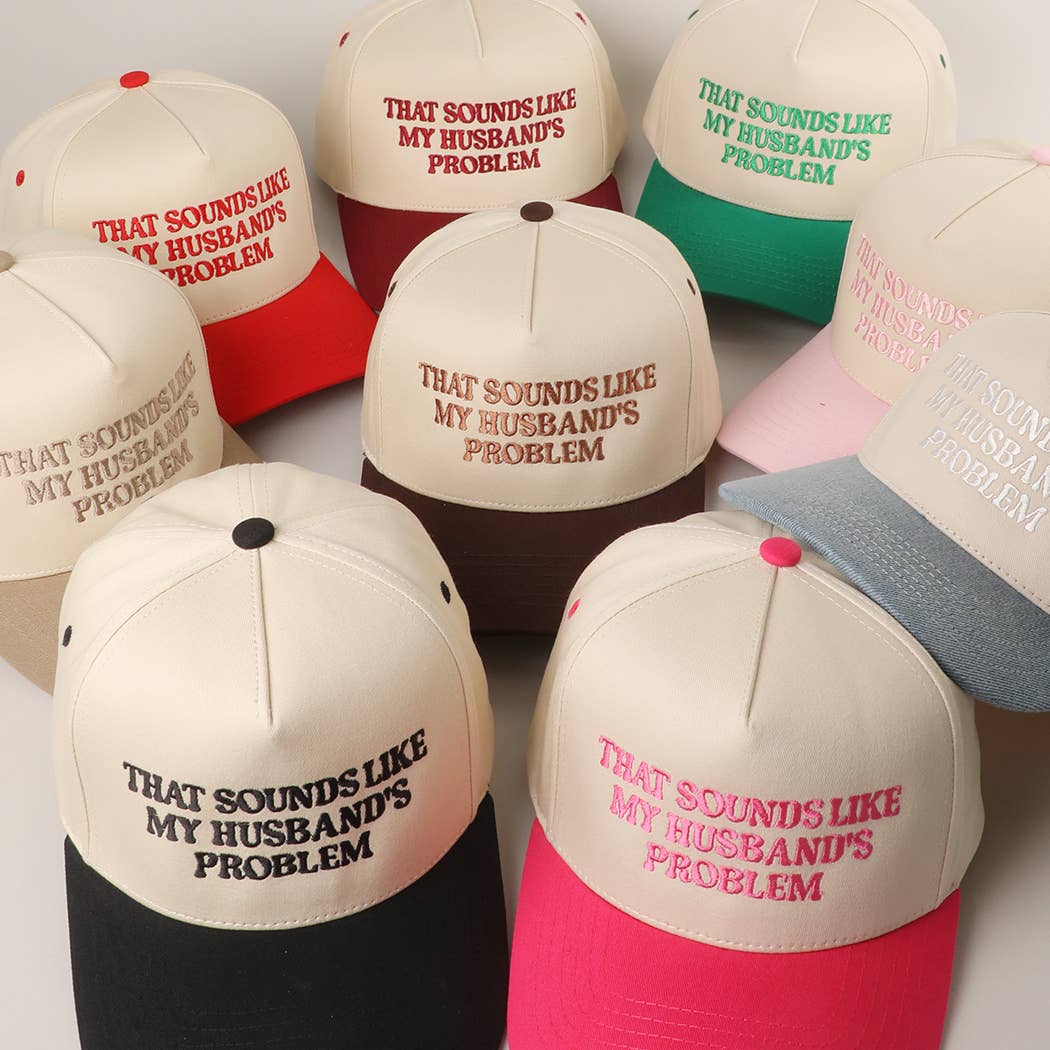THAT SOUNDS LIKE..Embroidered Two-Tone Trucker Hat: LIGHT PINK / One Size